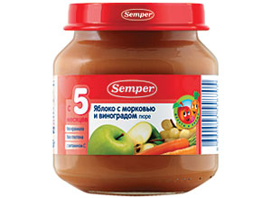 ვაშლის სტაფილოს და ყურძნის პიურე