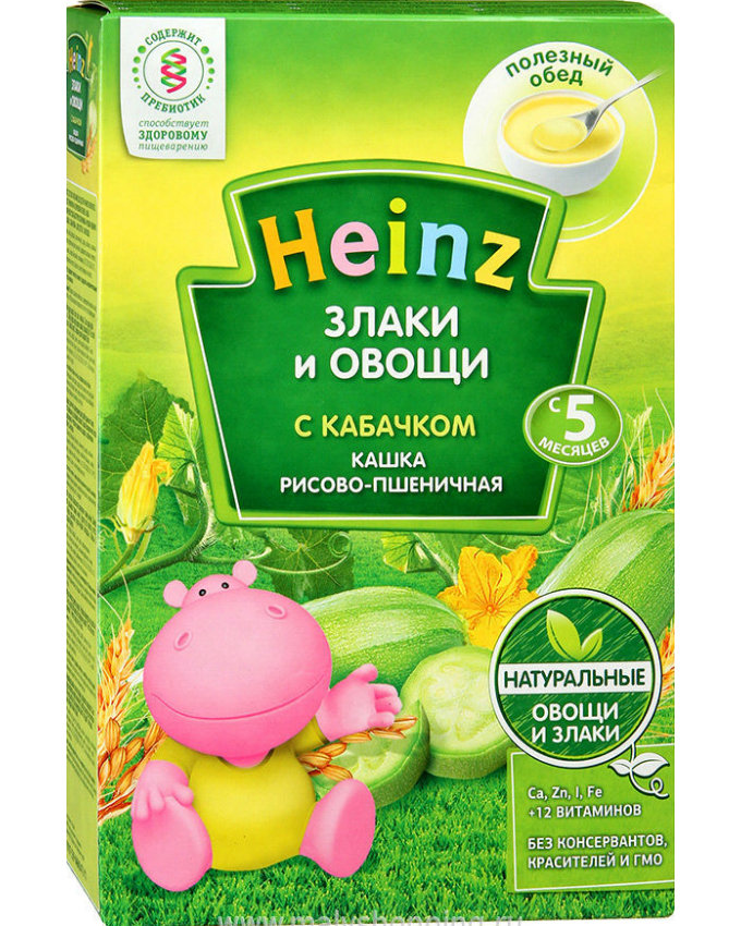 ჰეინცი - ბრინჯის და ხორბლის ფაფა ყაბაყით