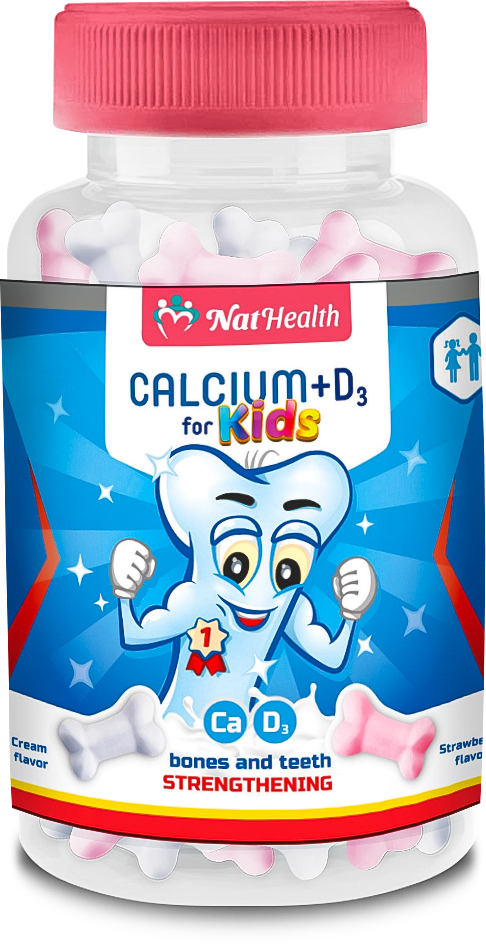 NatHealth კალციუმი + ვიტამინი D3 ბავშვებისთვის