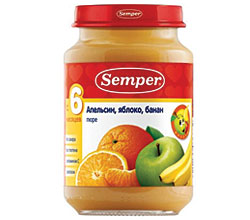 პიურე ფორთოხალი, ვაშლი, ბანანი