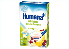 რძიანი ფაფა ალუბლით და ბანანით